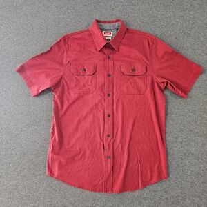 Wrangler Flex for Comfort Mens Medium Red Short Sleeve Button Down Shirt HSB1UWR